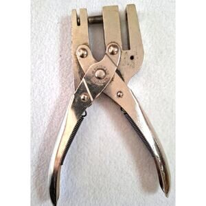 Vtg Sargent & Co Hole 1/4" Punch Leather Eyelet Pliers Nickel Plated Steel READ